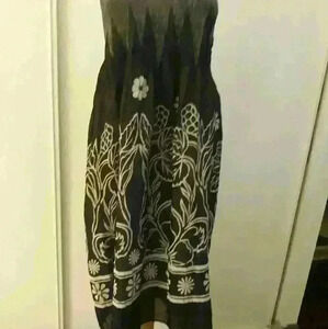 Lapis halter dress or maxi skirt black with  floral design one size
